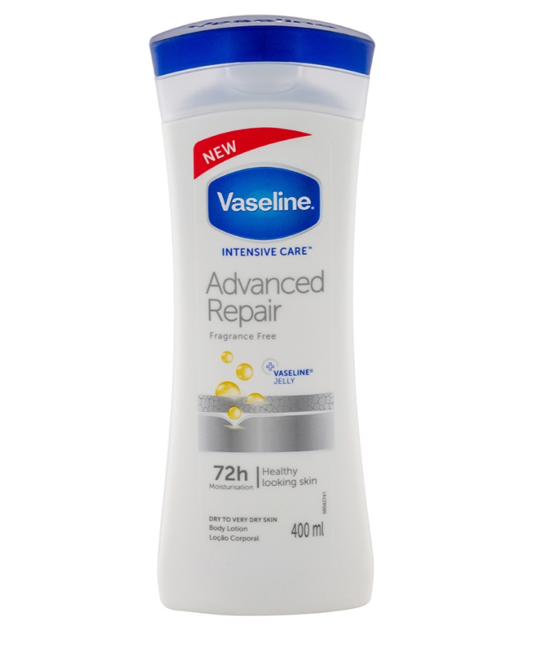 لوسیون بدن نرم کننده 72 ساعته مدل Advanced Repair مناسب پوست های خیلی خشک حجم 400 میل وازلین