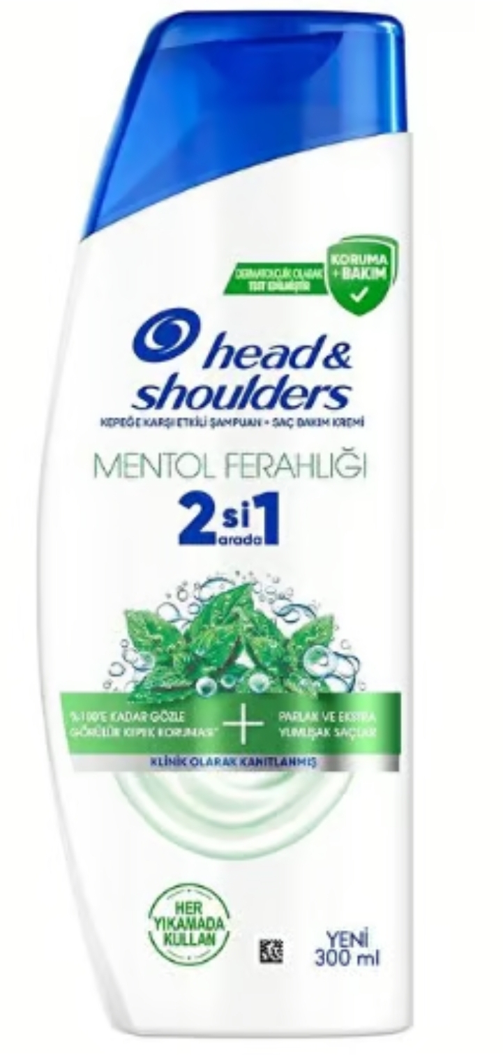 شامپو هد اند شولدرز 2 در 1 ضد شوره و تقویت کننده موی سر head and shoulders سایز 300 میلی لیتری سری mentol ferahlik