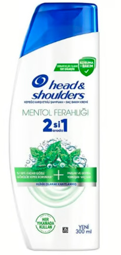 شامپو هد اند شولدرز 2 در 1 ضد شوره و تقویت کننده موی سر head and shoulders سایز 300 میلی لیتری سری mentol ferahlik