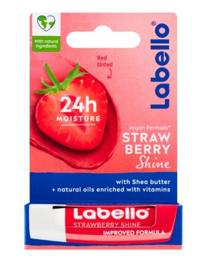 بالم مرطوب کننده لب لابلو طعم توت فرنگی Labello Strawberry Shine حجم 5.5 میل